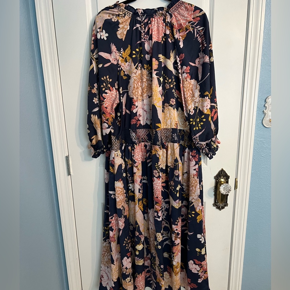 Blue floral midi dress